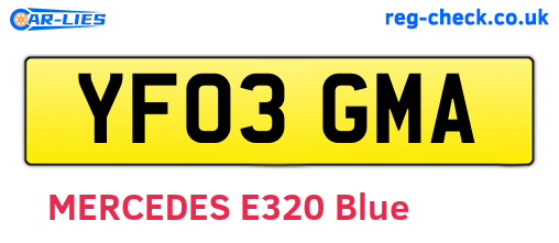 YF03GMA are the vehicle registration plates.