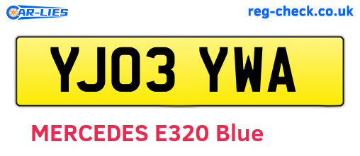 YJ03YWA are the vehicle registration plates.