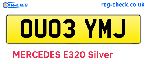OU03YMJ are the vehicle registration plates.