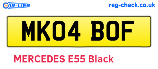 MK04BOF are the vehicle registration plates.
