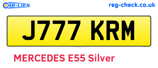 J777KRM are the vehicle registration plates.