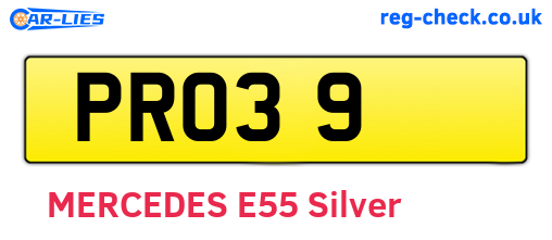 PRO39 are the vehicle registration plates.