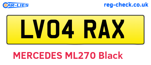 LV04RAX are the vehicle registration plates.