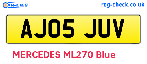 AJ05JUV are the vehicle registration plates.