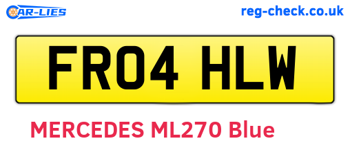 FR04HLW are the vehicle registration plates.