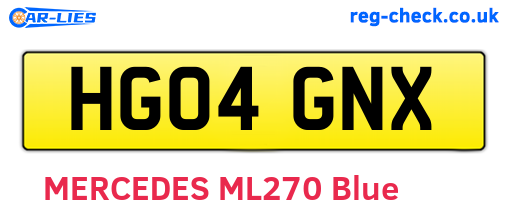 HG04GNX are the vehicle registration plates.