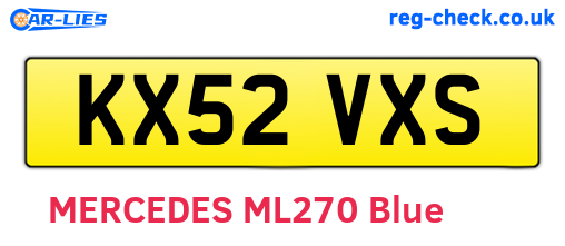 KX52VXS are the vehicle registration plates.