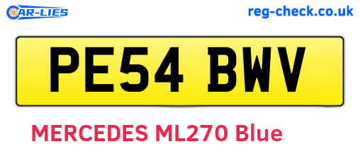 PE54BWV are the vehicle registration plates.