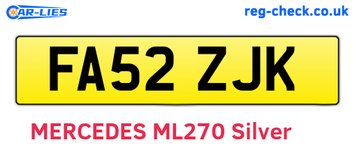 FA52ZJK are the vehicle registration plates.