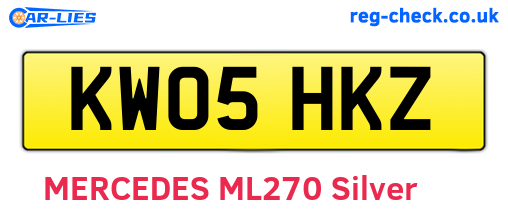 KW05HKZ are the vehicle registration plates.