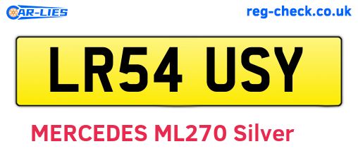 LR54USY are the vehicle registration plates.