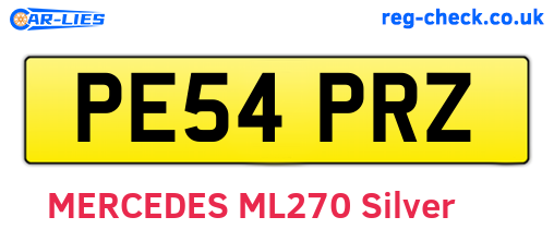 PE54PRZ are the vehicle registration plates.