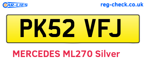 PK52VFJ are the vehicle registration plates.