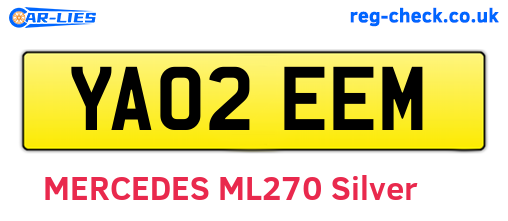 YA02EEM are the vehicle registration plates.