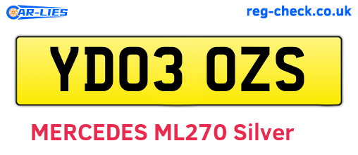 YD03OZS are the vehicle registration plates.