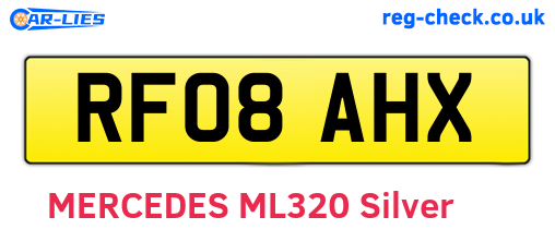 RF08AHX are the vehicle registration plates.
