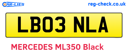 LB03NLA are the vehicle registration plates.