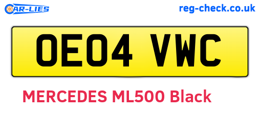 OE04VWC are the vehicle registration plates.