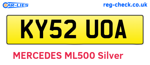 KY52UOA are the vehicle registration plates.