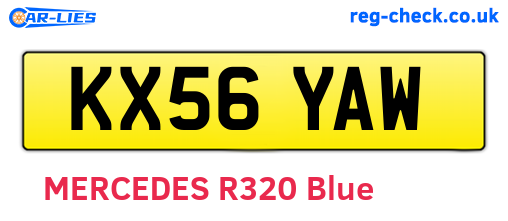 KX56YAW are the vehicle registration plates.