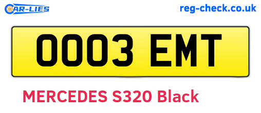 OO03EMT are the vehicle registration plates.