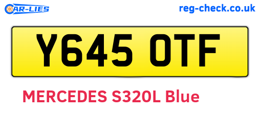 Y645OTF are the vehicle registration plates.