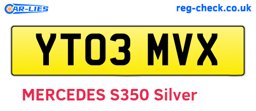 YT03MVX are the vehicle registration plates.