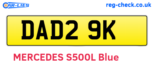 DAD29K are the vehicle registration plates.