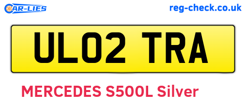 UL02TRA are the vehicle registration plates.