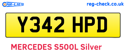 Y342HPD are the vehicle registration plates.