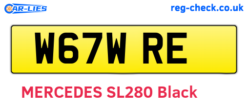 W67WRE are the vehicle registration plates.