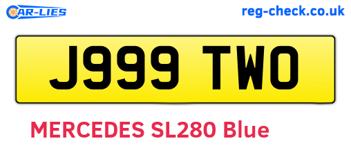 J999TWO are the vehicle registration plates.