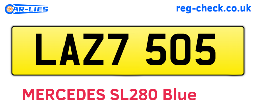 LAZ7505 are the vehicle registration plates.
