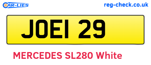 JOE129 are the vehicle registration plates.