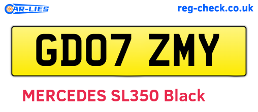 GD07ZMY are the vehicle registration plates.
