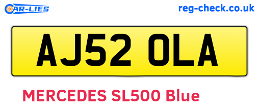 AJ52OLA are the vehicle registration plates.