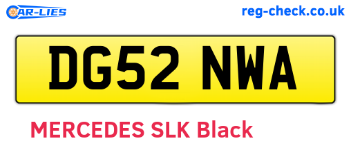 DG52NWA are the vehicle registration plates.