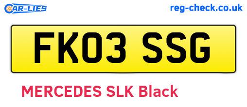 FK03SSG are the vehicle registration plates.