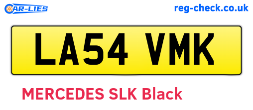 LA54VMK are the vehicle registration plates.