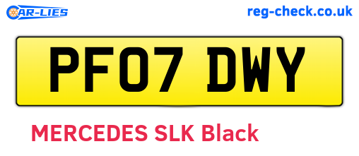 PF07DWY are the vehicle registration plates.