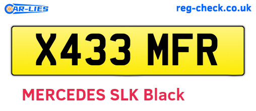 X433MFR are the vehicle registration plates.