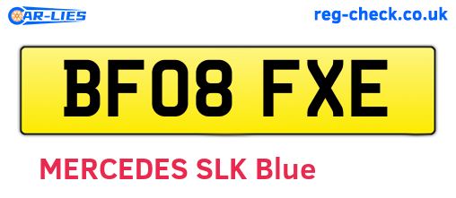 BF08FXE are the vehicle registration plates.