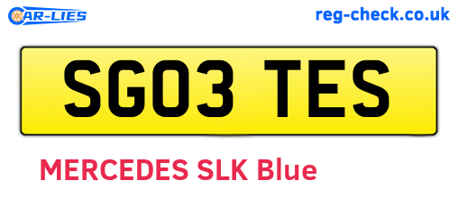SG03TES are the vehicle registration plates.