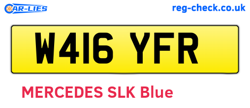 W416YFR are the vehicle registration plates.