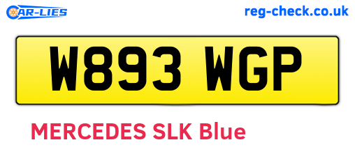 W893WGP are the vehicle registration plates.