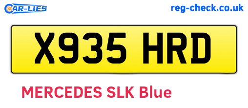 X935HRD are the vehicle registration plates.