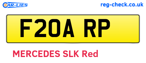 F20ARP are the vehicle registration plates.