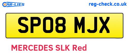 SP08MJX are the vehicle registration plates.