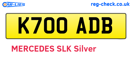 K700ADB are the vehicle registration plates.