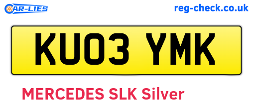 KU03YMK are the vehicle registration plates.
